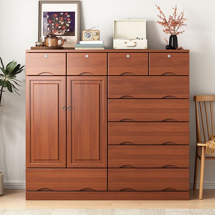 Modern Solid Wood Combo Dresser with Shelves, Drawers, and Cabinet Storage thumbnail 4