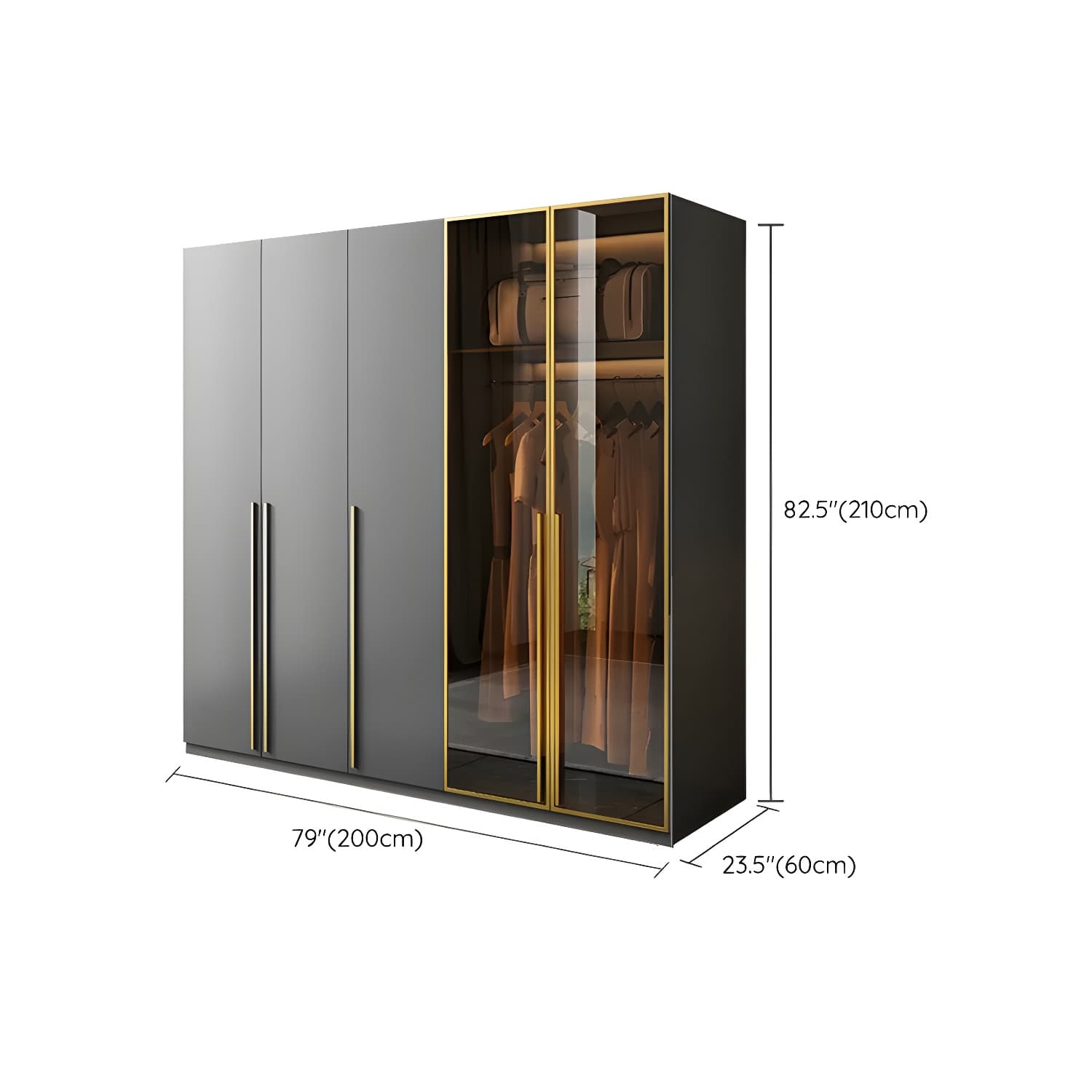 Modern Black Wood Wardrobe Armoire with Soft-Close Drawers & Clothing Rod thumbnail 15