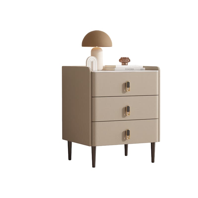 Modern Faux Leather Bachelor's Chest with Stone Countertop, 3 Drawers thumbnail 14