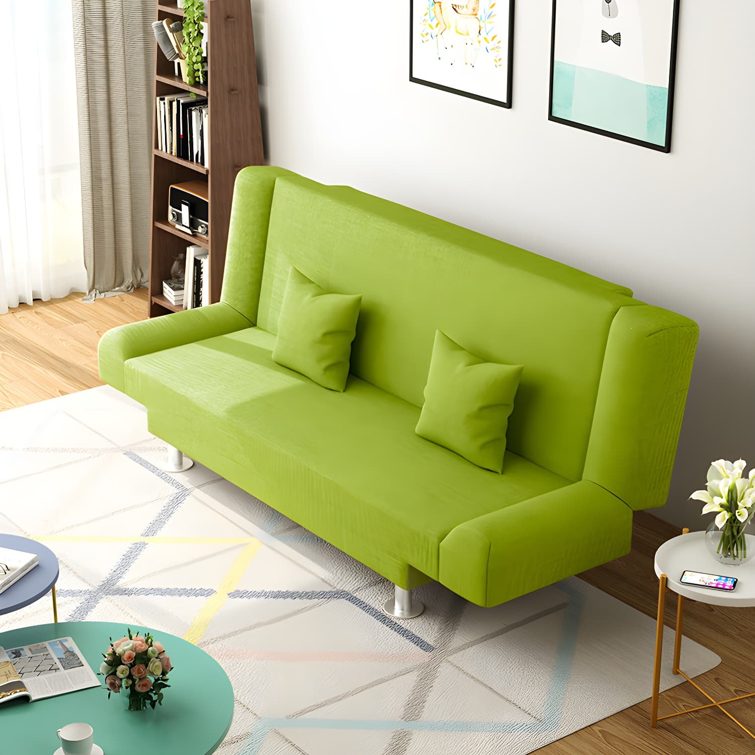 Modern Linen Sofa 23"W Tight Back Armless Couch for Living Room thumbnail 4