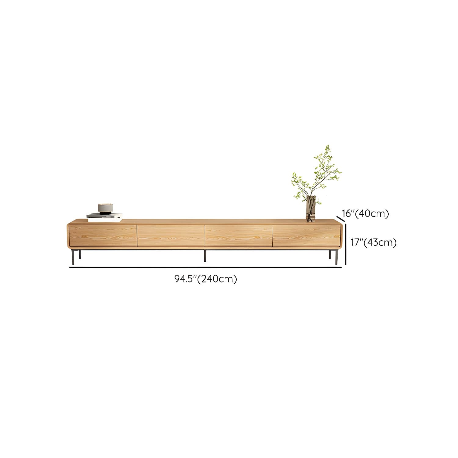 Contemporary Wood Media Console TV Stand in Natural with Drawers thumbnail 24