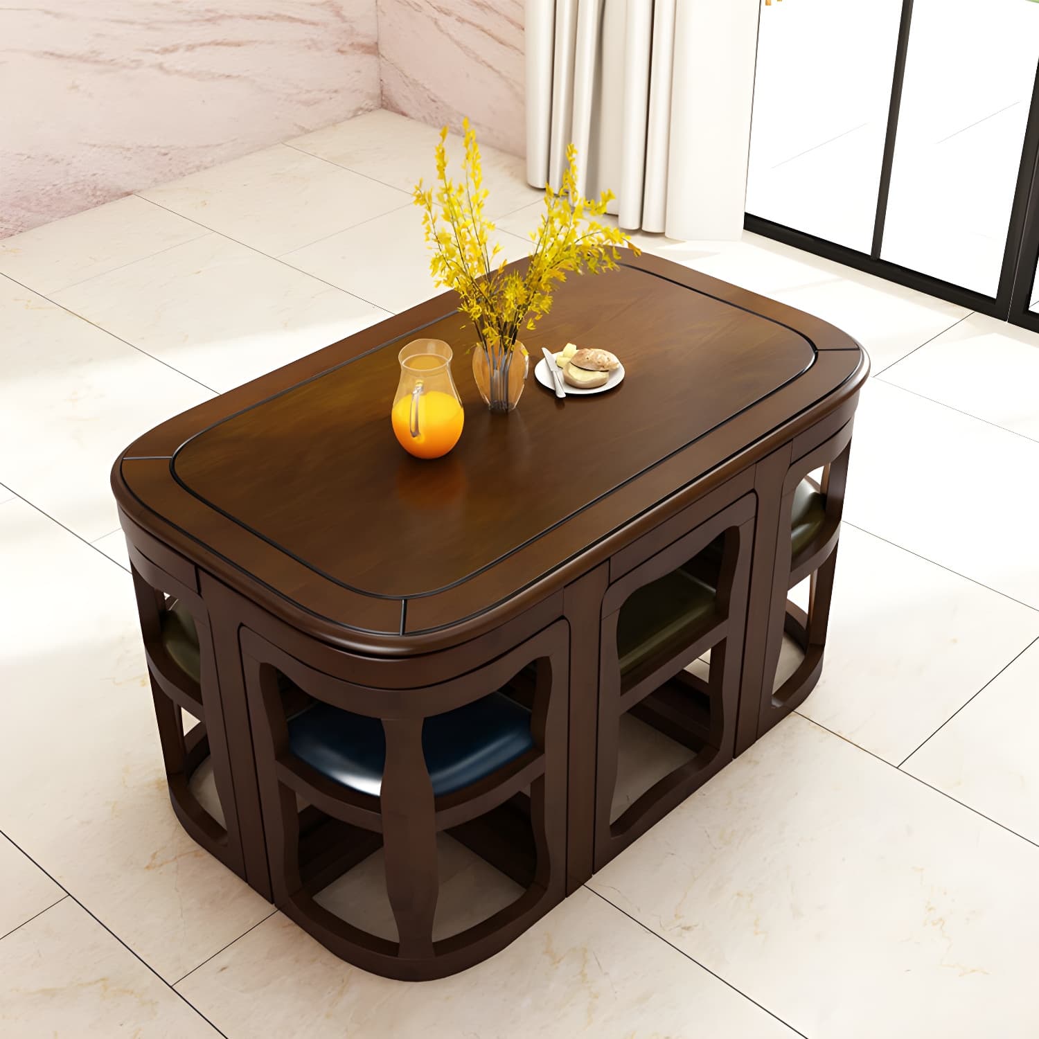 Modern Wood Dining Set in Medium Brown - Table and Chairs with Solid Wood Features thumbnail 9