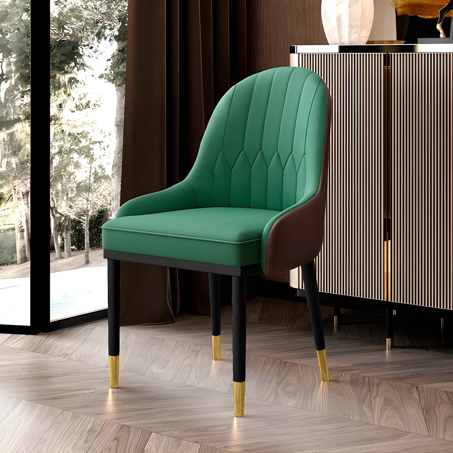 Leather Kitchen Side Chair 19'' Wide Dining Parsons Chair for Restaurant thumbnail 4