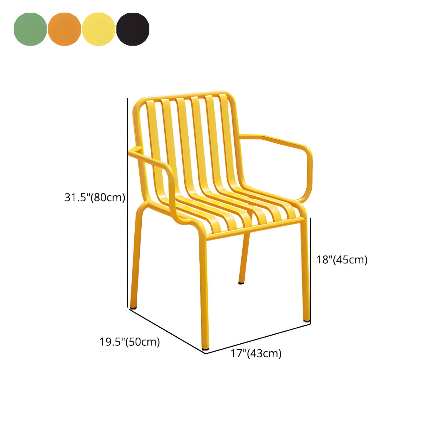 Contemporary Metal Patio Dining Side Chair Slat Back Side Chair thumbnail 18