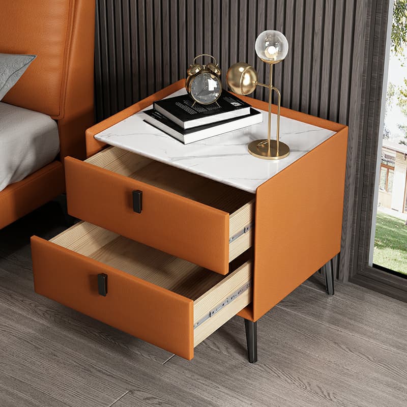 Contemporary 4 Legs Storage Drawer Nightstand with Black Handles for Bedroom thumbnail 16