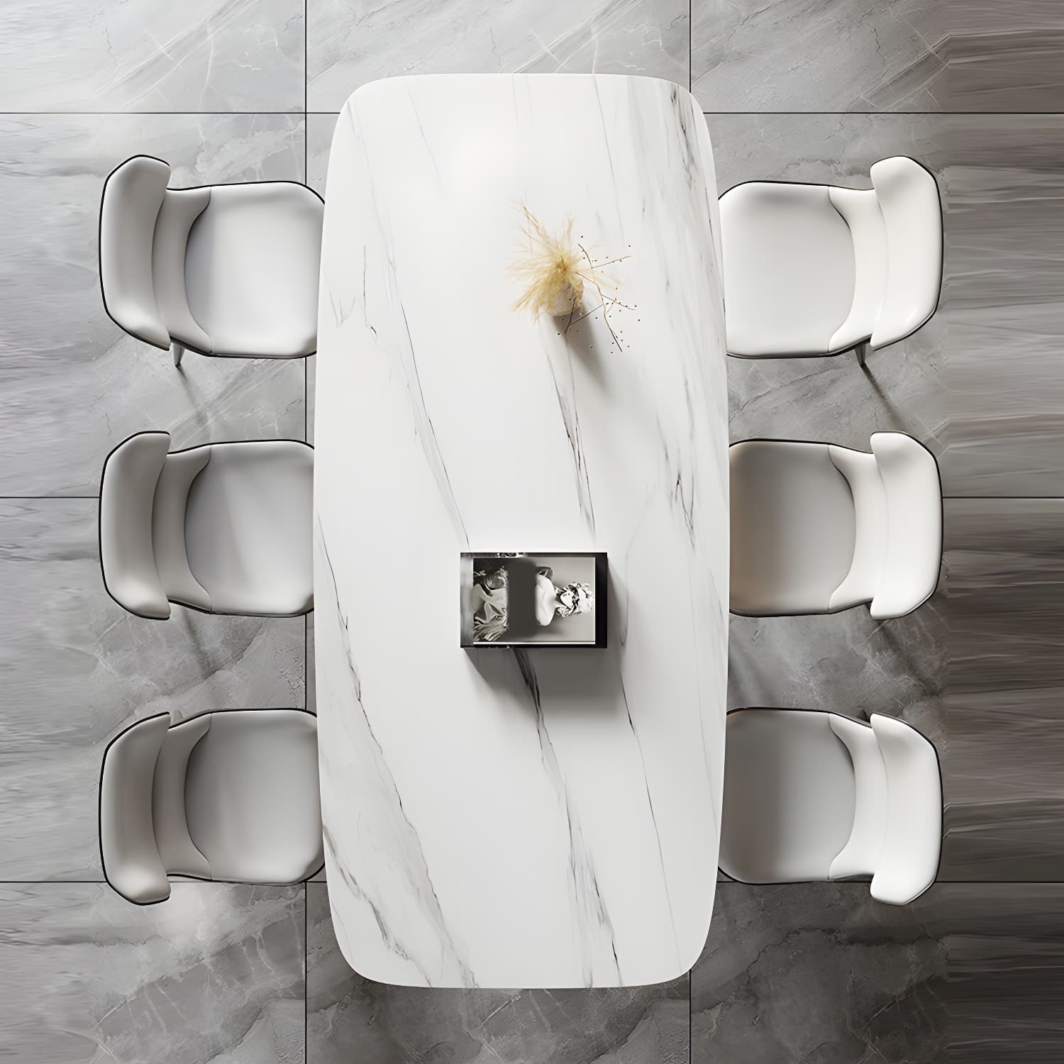 Modern Sintered Stone Top Dining Set Rectangle 1/2/5/7 Pieces Dinette Table Set in White thumbnail 10