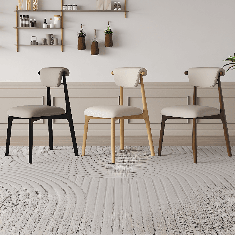 Casual Side Chair in Vinyl Leather with Wood Legs, Low Back, Framed and Balanced thumbnail 8
