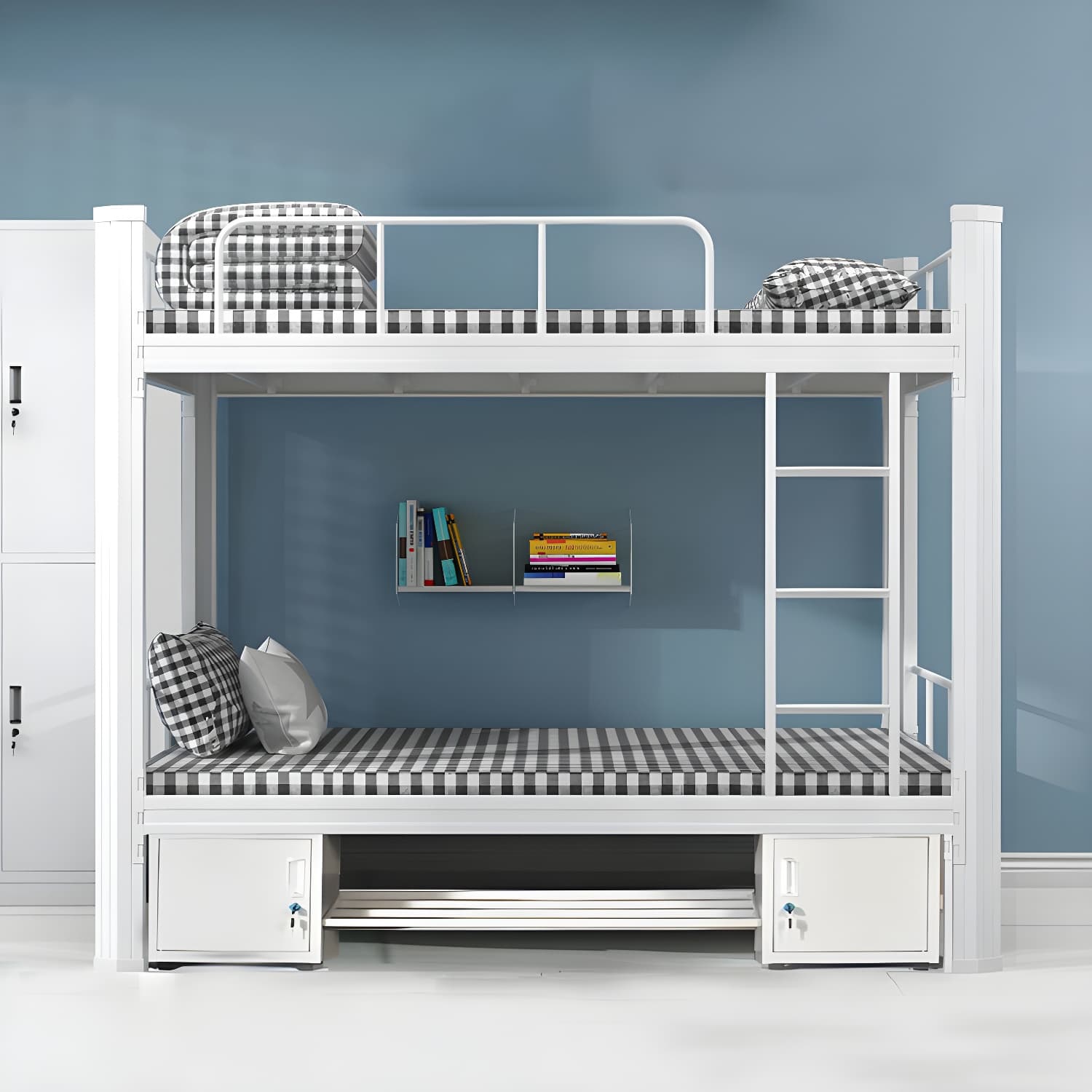 Modern Bunk Bed Dormitory Bedroom Metal Bed Frame with With Headboard and Footboard thumbnail 2