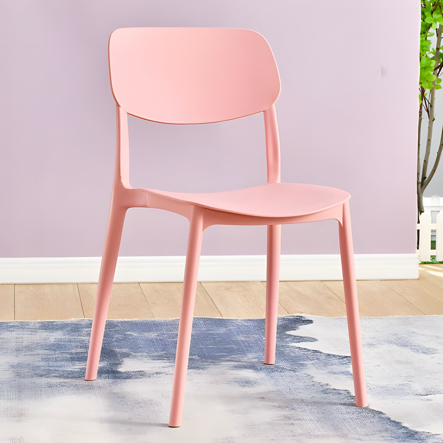 Scandinavian Stackable Armless Dining Chairs Plastic Open Back Dining Side Chair thumbnail 20