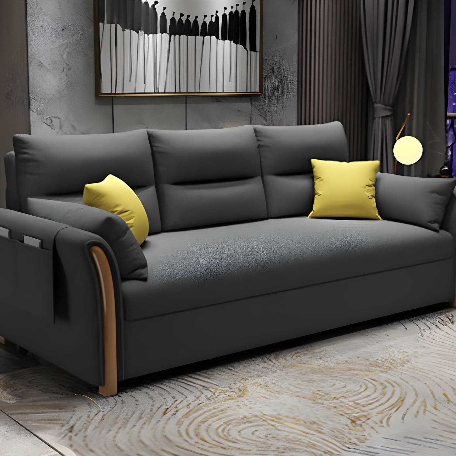 Fabric Sofa Bed Settee Furniture Flared Arm Latex Filled Sofa thumbnail 4
