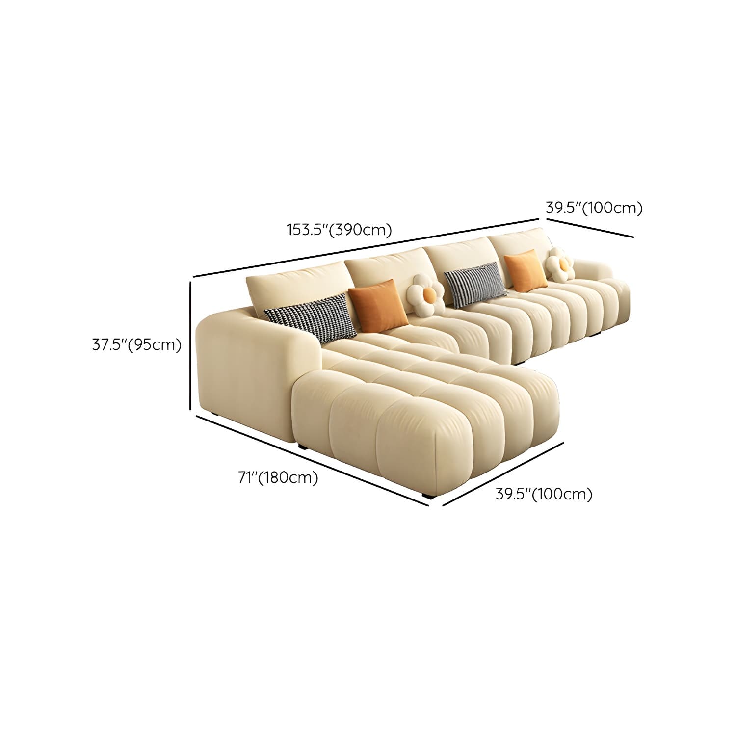 Modern Suede Sectional Sofa with Black Pine Wood Frame and Scratch Resistant Design thumbnail 29