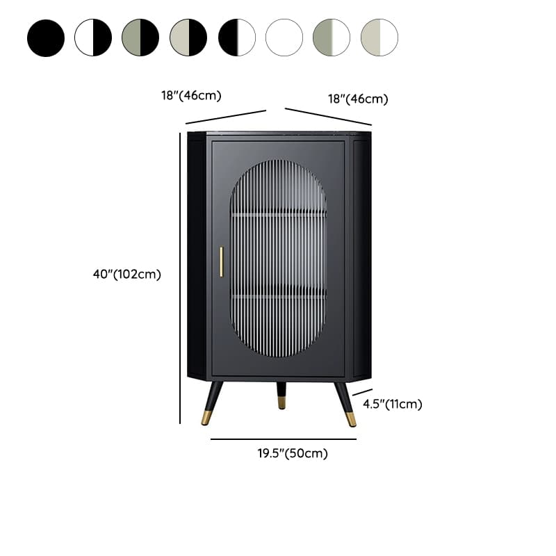 Modern Corner Accent Cabinet with Glass Doors and Iron Base (Easy Assembly) thumbnail 12