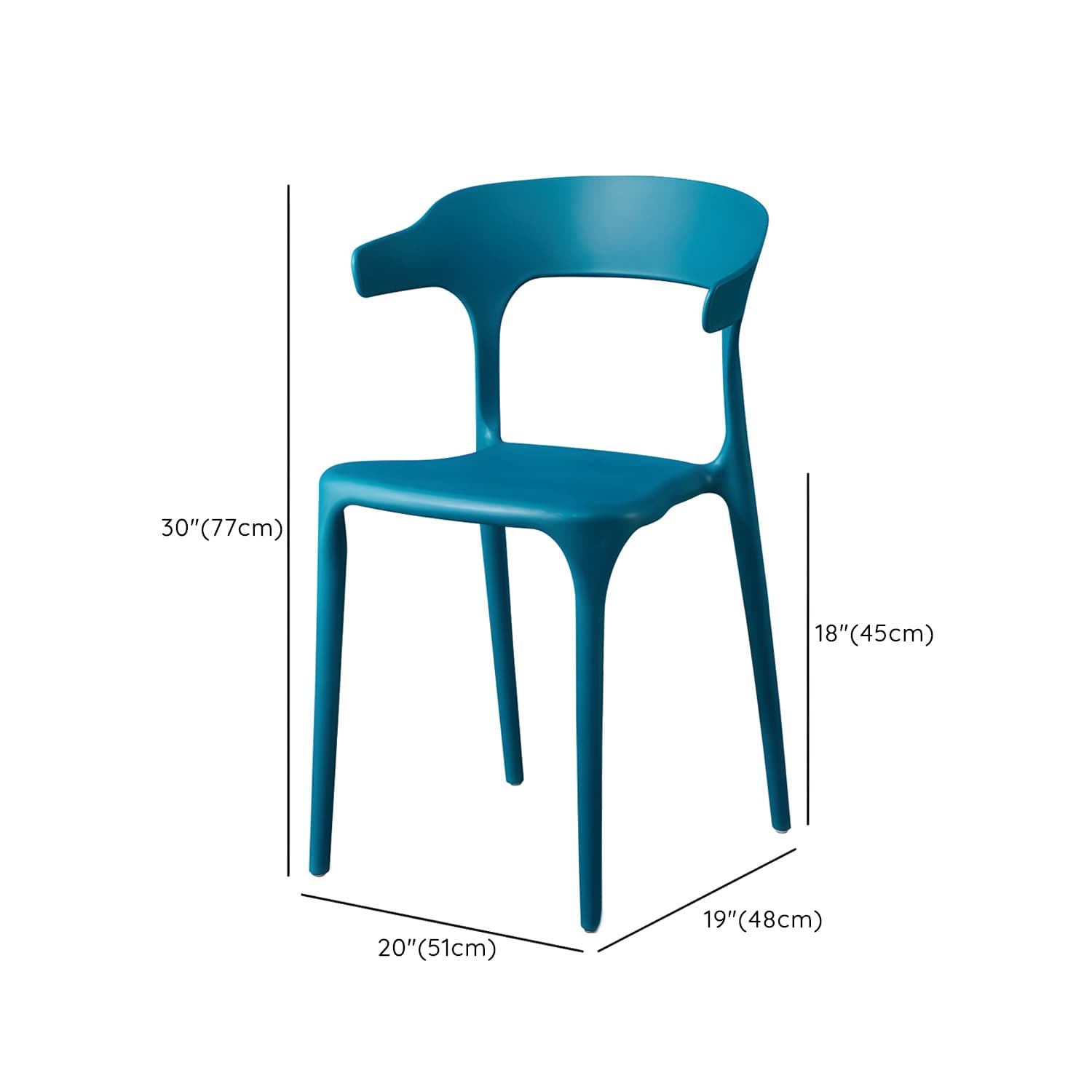 Glam Plastic Side Chair Matte Finish Open Back Dining Chair for Dinning Room thumbnail 25