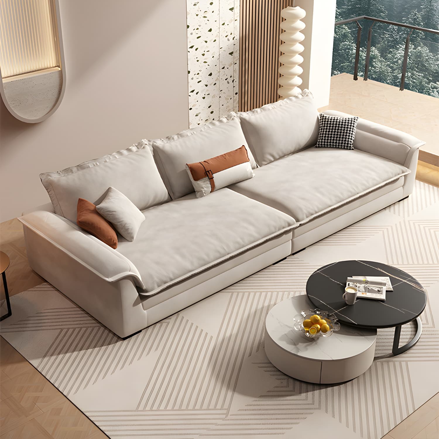Contemporary Style Wood Frame Pillow Top Arm Sofa For Living Room thumbnail 3
