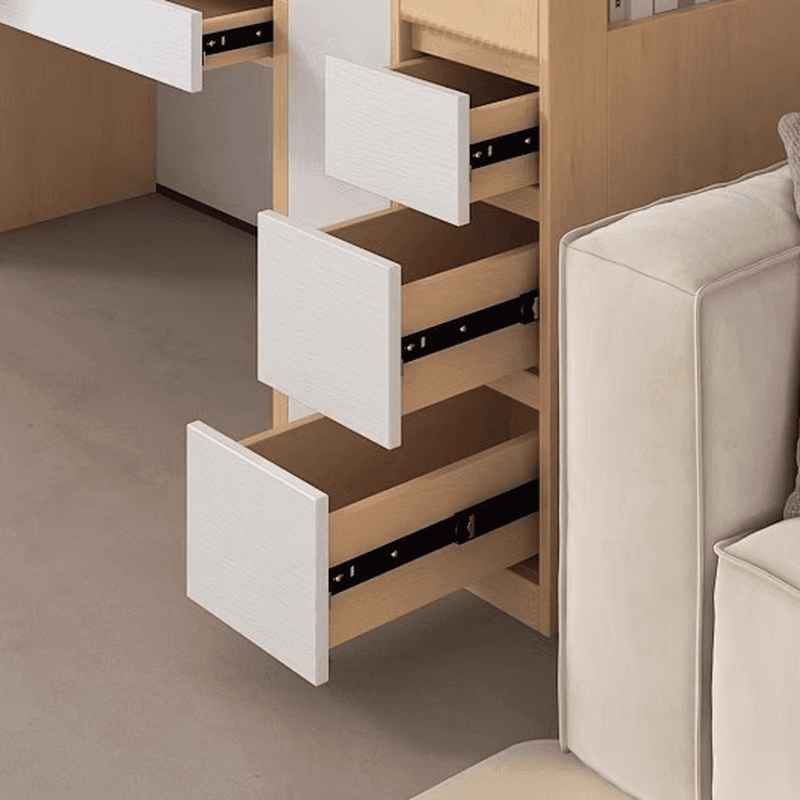 Modern Simple Style Rectangular Decorative Cabinet with 4 Exterior Shelves, Lumber Countertop in Wood Color, Soft Close Drawer, and Stain Resistant thumbnail 5