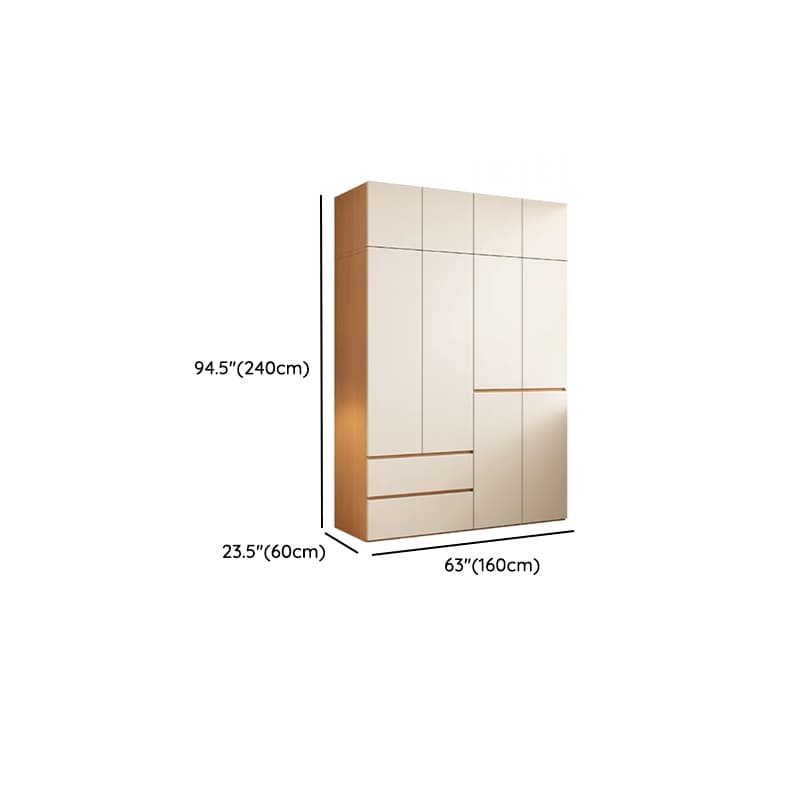 Chalk Modish Laminate Wardrobe Closet with Soft Close Drawer, Soft Close Door, Interior Shelves, and Clothing Rod thumbnail 14