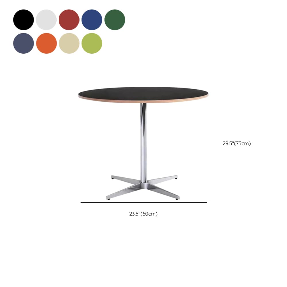 Trendy Orbicular Dining Table with Timber Top, Fixed Table Mechanism in Cerulean/Green/Apricot Color thumbnail 16