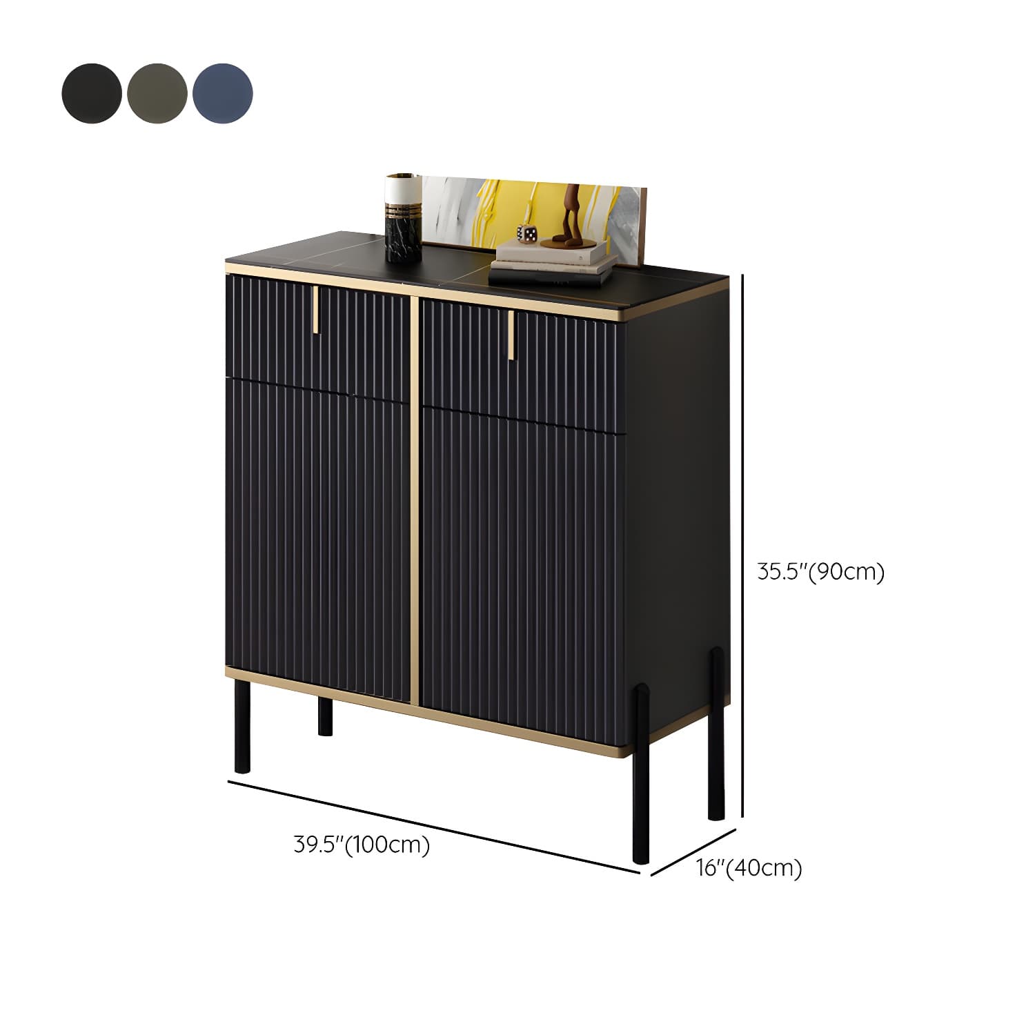 Glam Style Sideboard Stone Side Board with Drawers and Cabinets thumbnail 12