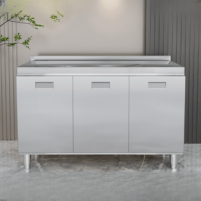 2 Shelves & 4 Doors/3 Doors/2 Doors Silver Metal Standard/Narrow Sideboard with Larder & Hutch thumbnail 2