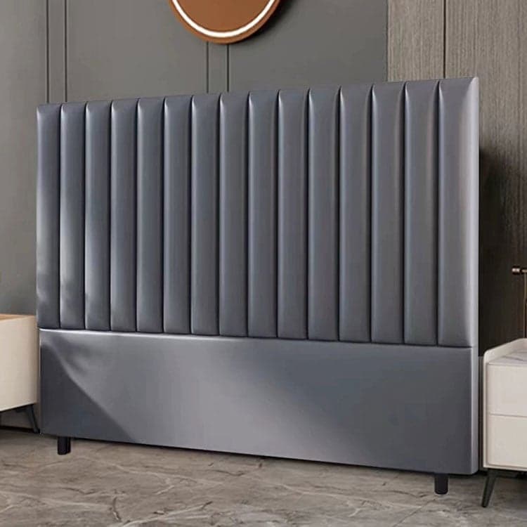 Modern Upholstered Pine Headboard with Leather Upholstery and Wood Legs thumbnail 4