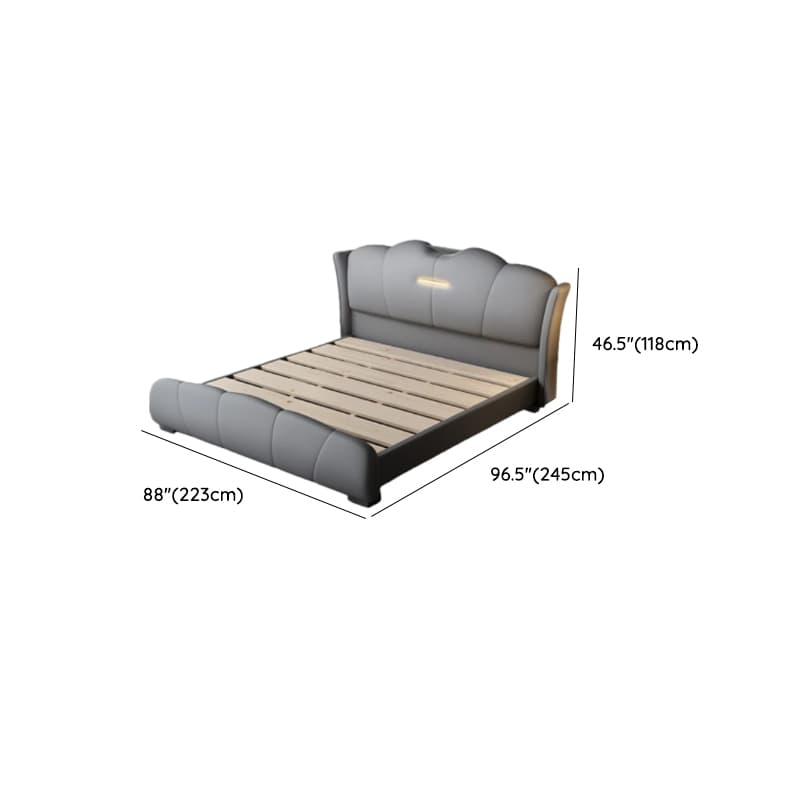 Light Gray Storage Included/Panel Bed with 3 Storage Boxes, Natural Wood Frame, Sponge Upholstery, and Lighted Headboard thumbnail 18