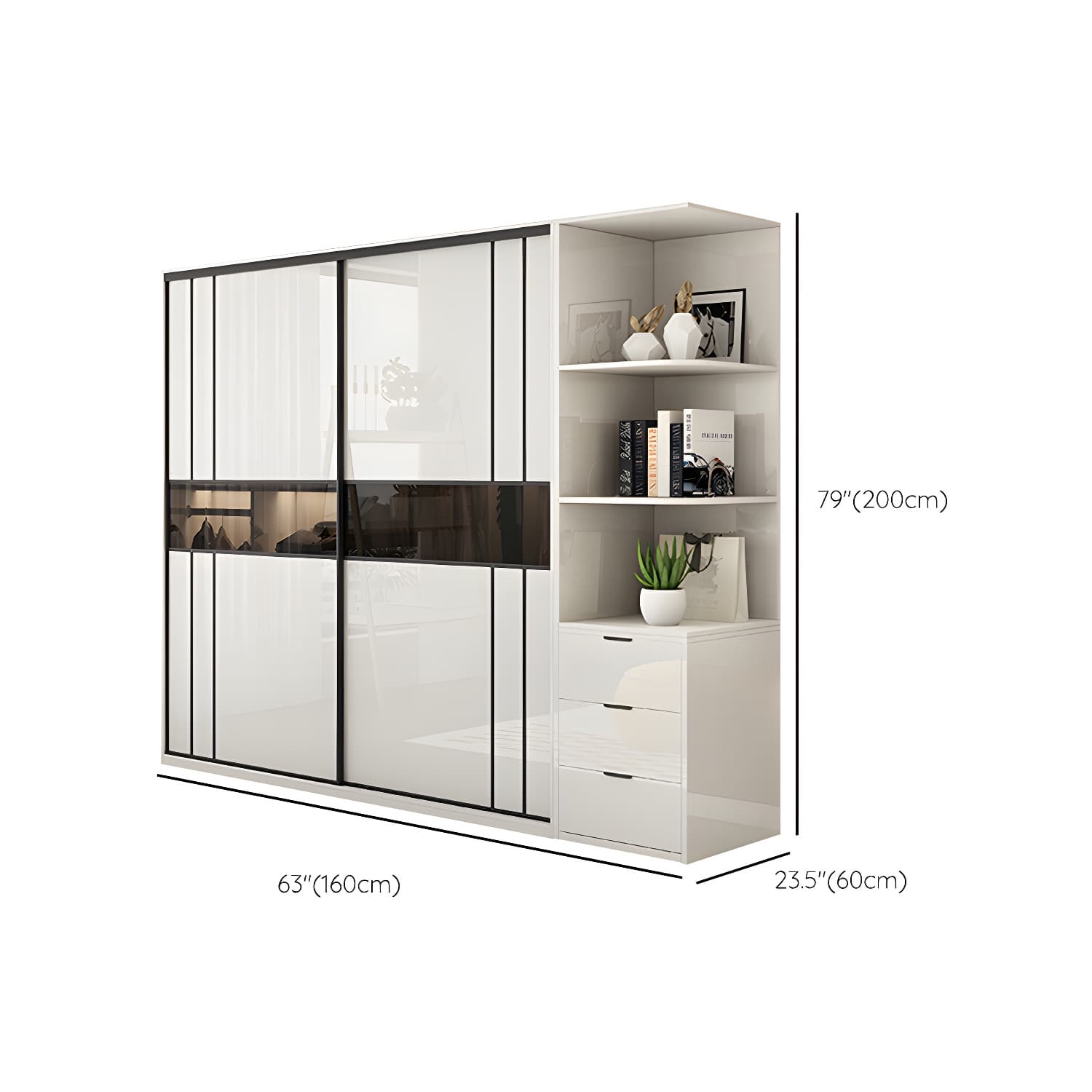 White Colour Wooden Wardrobe Cloth Rod Included Wardrobe Closet with Shelves thumbnail 20