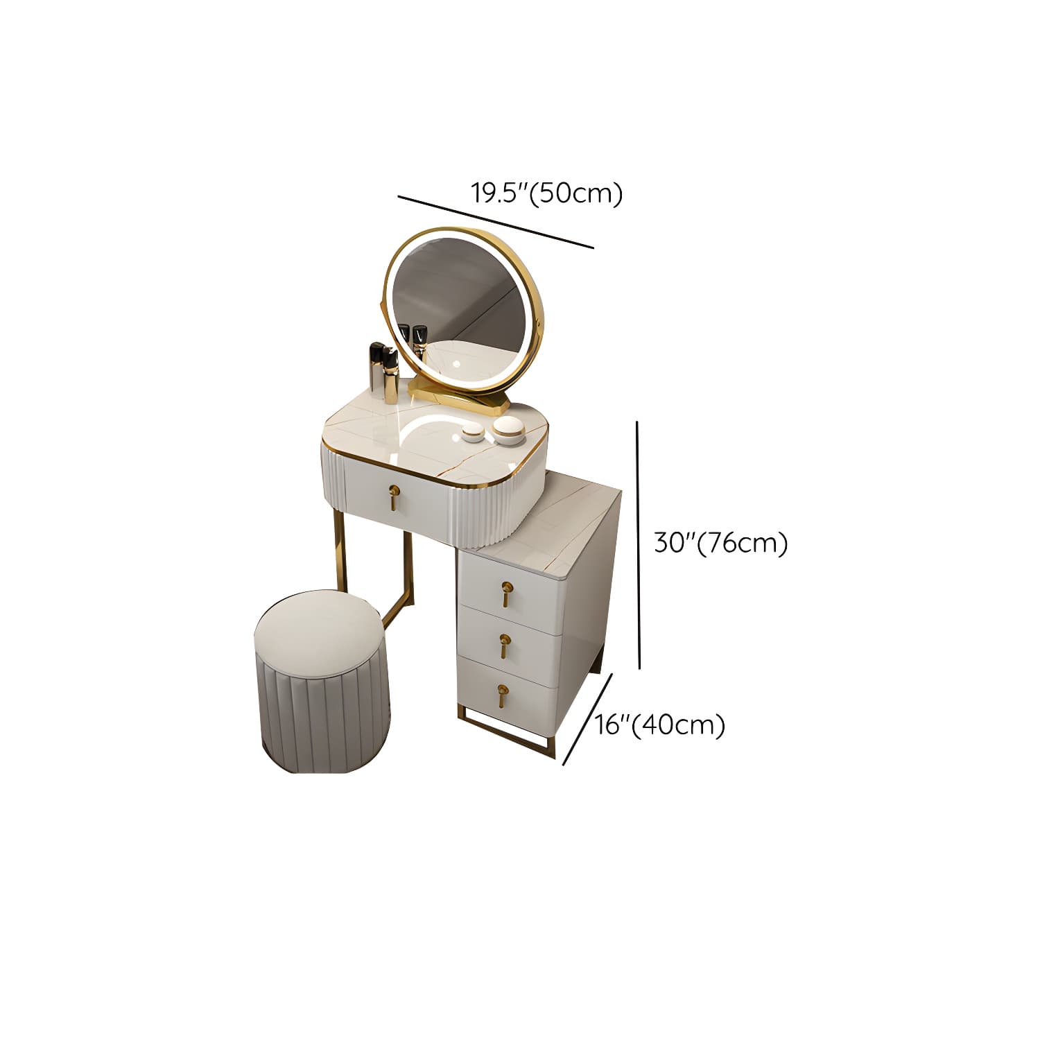 Contemporary Makeup Vanity Desk Table 29.9" H Bedroom Makeup Counter thumbnail 31