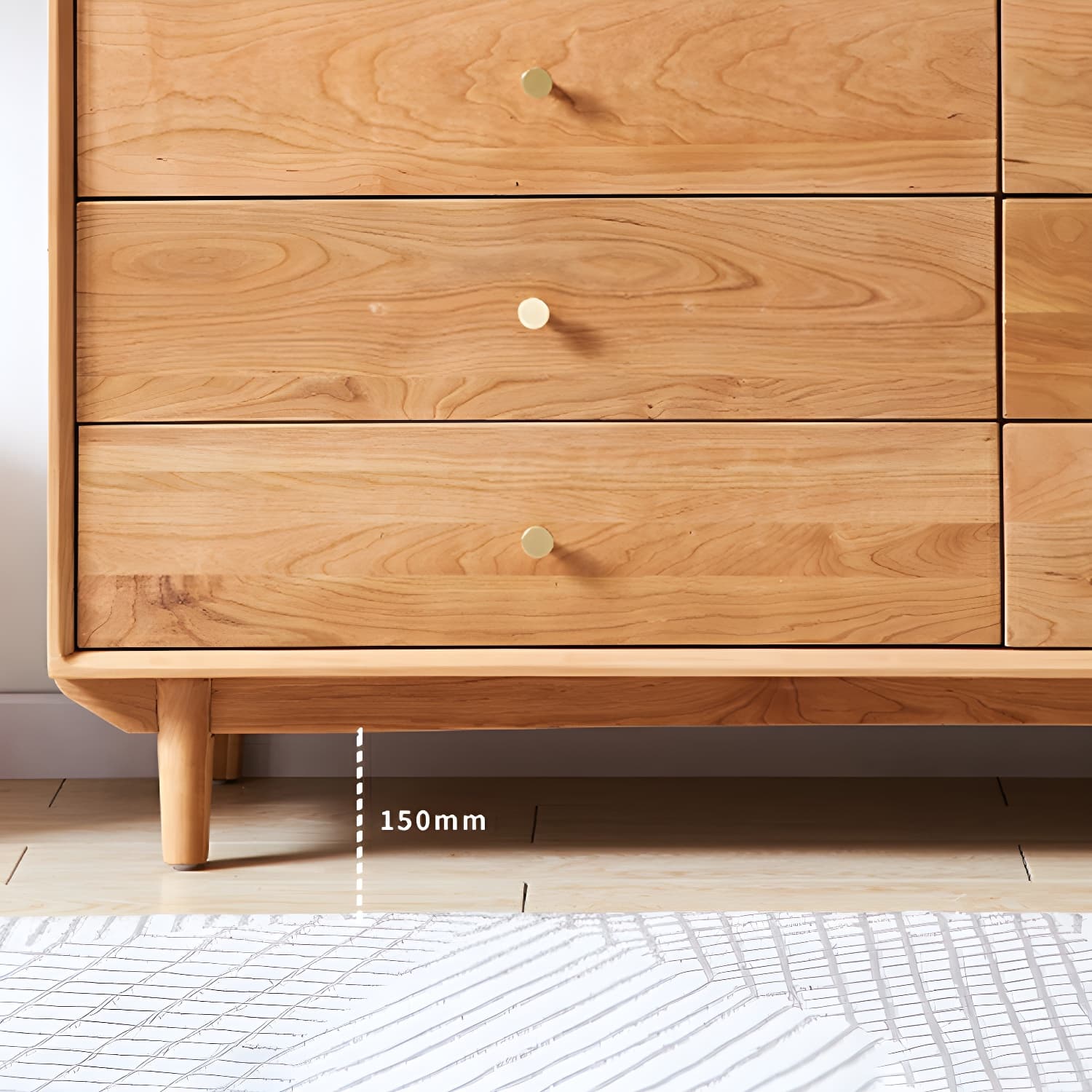 Modern Brown Wood Dresser with Drawers and Gold Metal Handles thumbnail 9