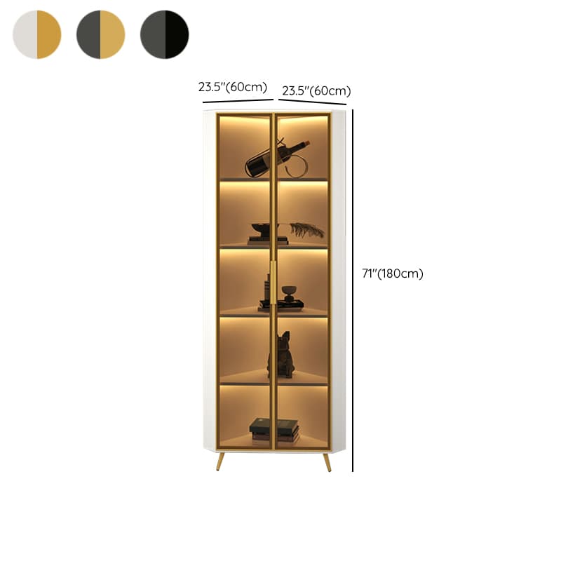 Golden Metal Corner Accent Cabinet with Glass Doors & Lighting Included thumbnail 20