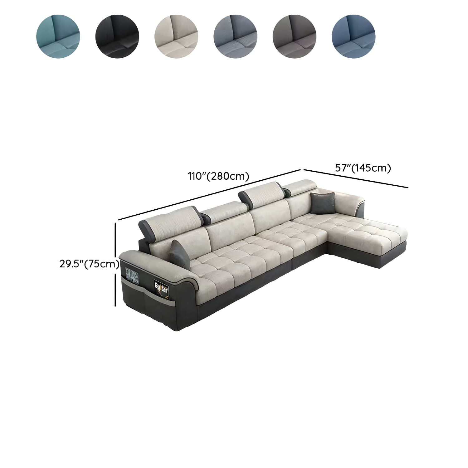 Contemporary L-Shaped Sectional Sofa with Adjustable Pillows and Storage thumbnail 15