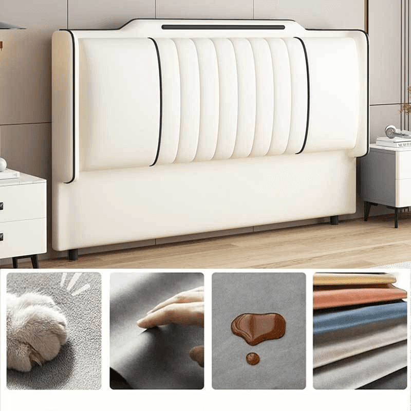 Simplistic Wingback Headboard with Camelback Shape in Pine Wood, Available in Full/King/Queen Sizes, Featuring Sponge Upholstery and Standard Height, No Distressing thumbnail 1