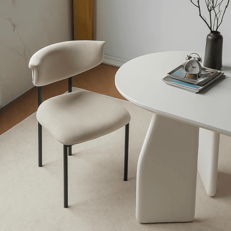 Scandinavian Side Chair with Uncovered Back, Upholstered, Ink/Gilded Metal Legs thumbnail 13