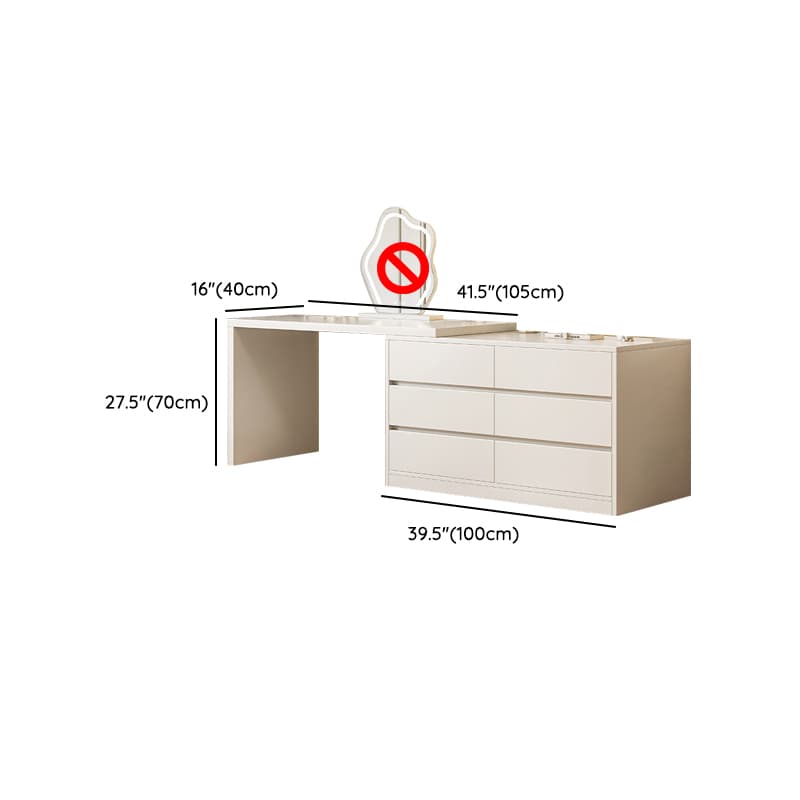Chalk Modish Wood Makeup Vanity with Standard Length and Non-Upholstered Chair(s) thumbnail 22