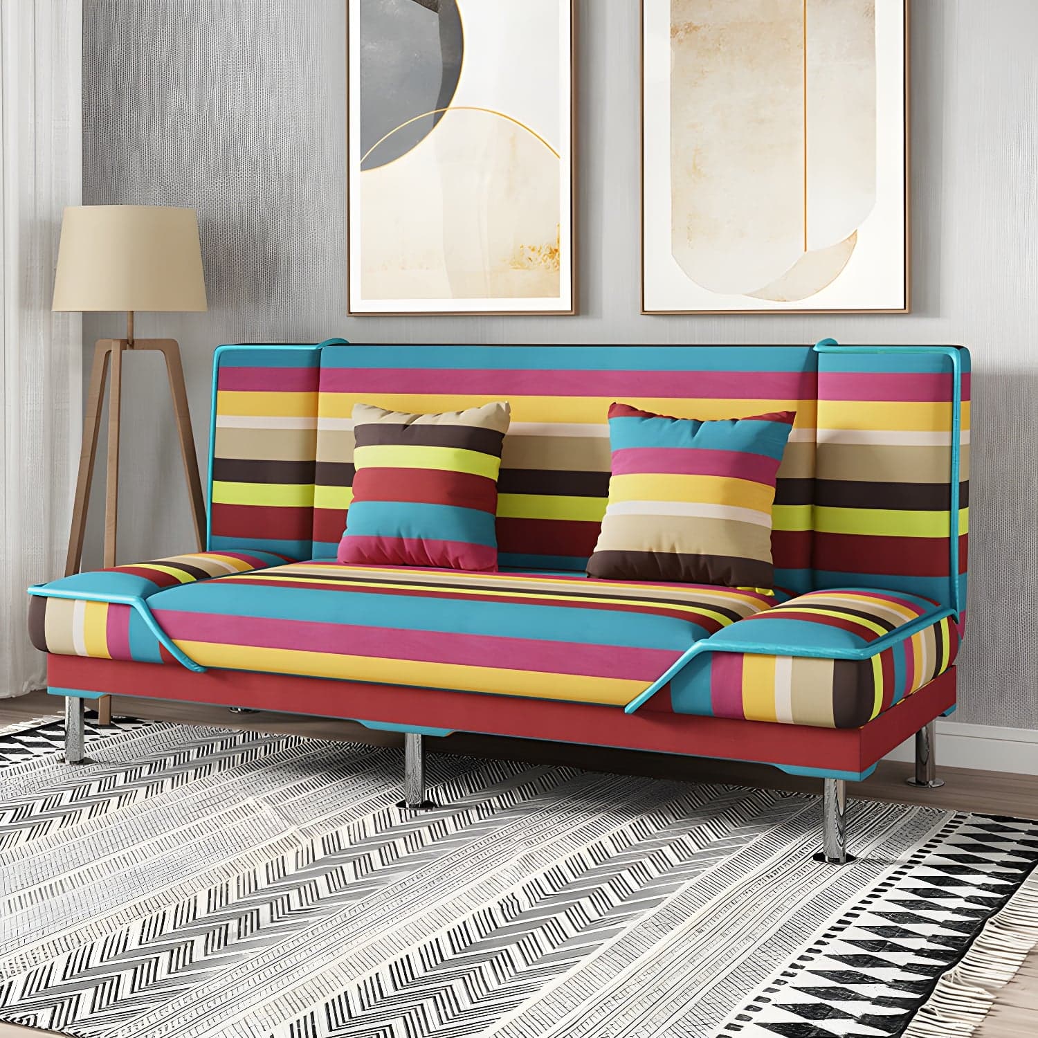 Contemporary Armless Convertible Sofa Linen Foldable Sofa for Apartment thumbnail 8