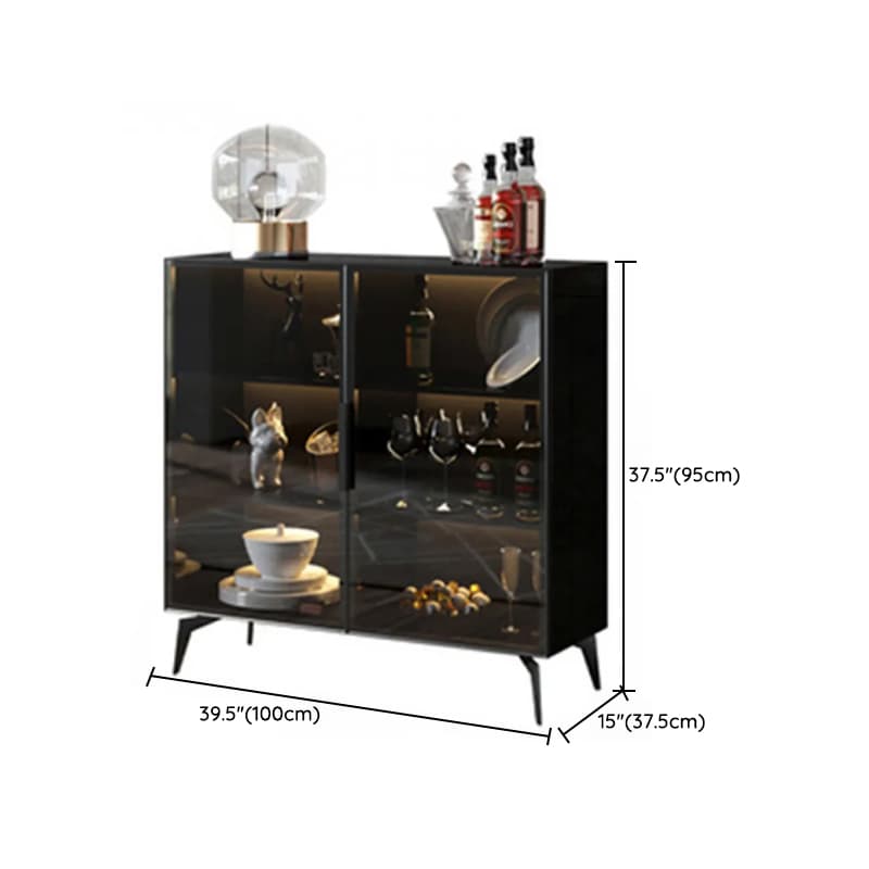 Coal Art Deco Sideboard with Locker, Standard/Narrow Size, Three Internal Shelves, and Glass Doors thumbnail 15