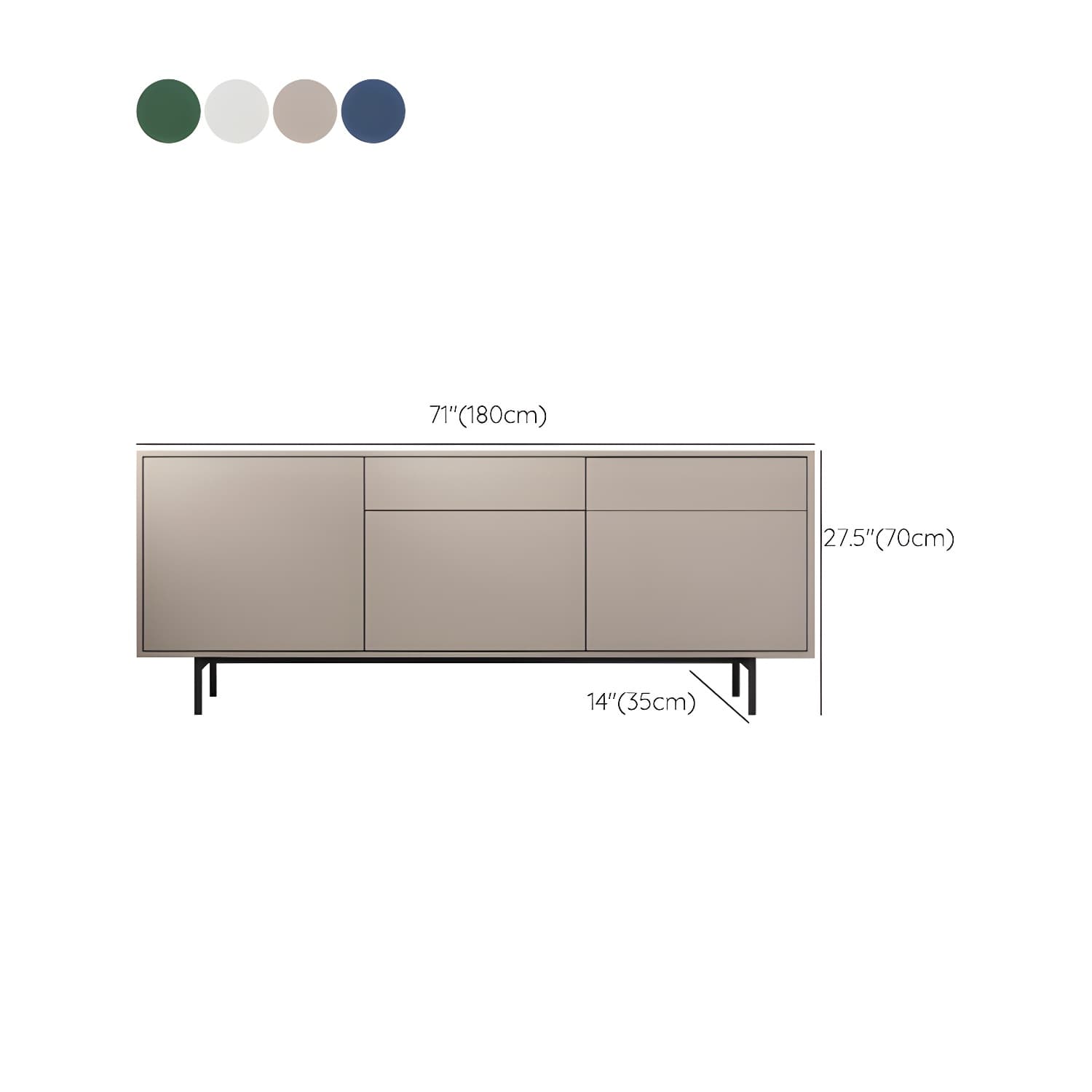 Wooden Rectangle Sideboard Modern Home Sideboard Cabinet with Drawers and Door - image 17