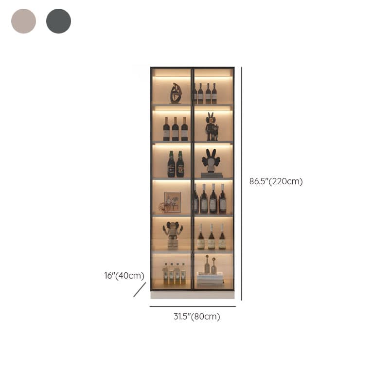Modern Timber Countertop Server with Glazed Door Hutch, Narrow Size, Six Internal Shelves for Kitchen Cupboards thumbnail 10