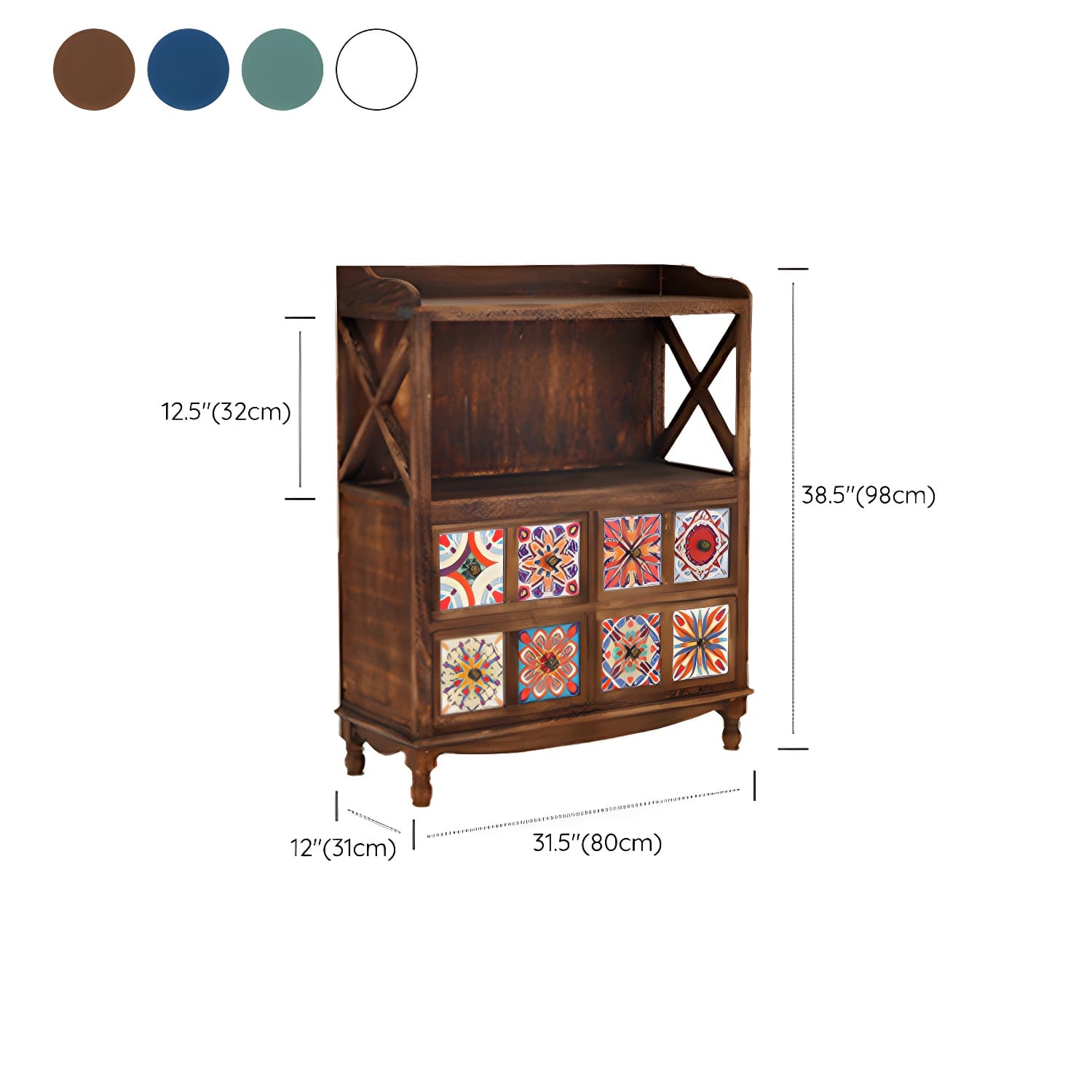 Rustic Farmhouse Wood Server - Compact Sideboard with Drawers and Open Storage thumbnail 20